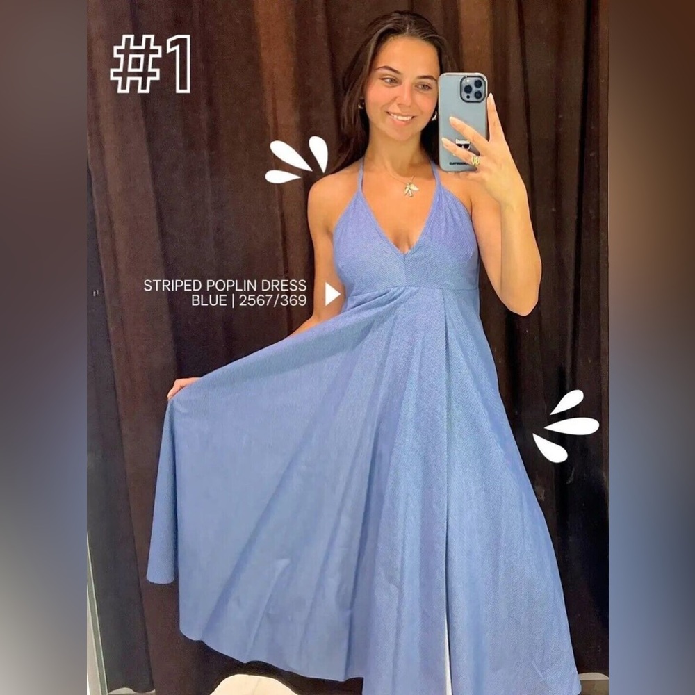 DRESS MIDI AZUL ZARA WOMEN
